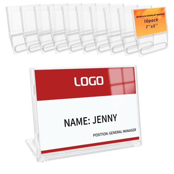 10 Pack 4x6 Inch Sign Holder Horizontal, Double-Sided Usage with Swivel Base for Table Display, for Office, Store, Restaurant, Retail Counters, for Menu, Message Board, Note
