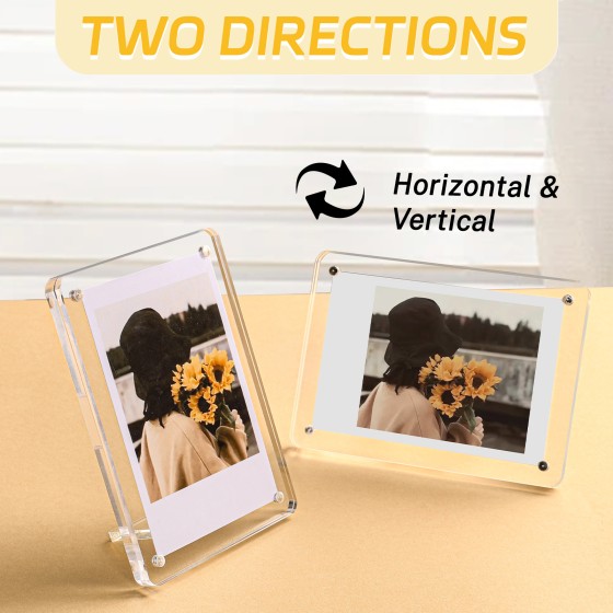 6 Pack Acrylic Magnetic Picture Frames 2x3, Refrigerator and Desktop Photo Frames Combine, Vertical and Horizontal Clear Display Compatible with Fujifilm Instax Mini for Fridge/Table/Locker
