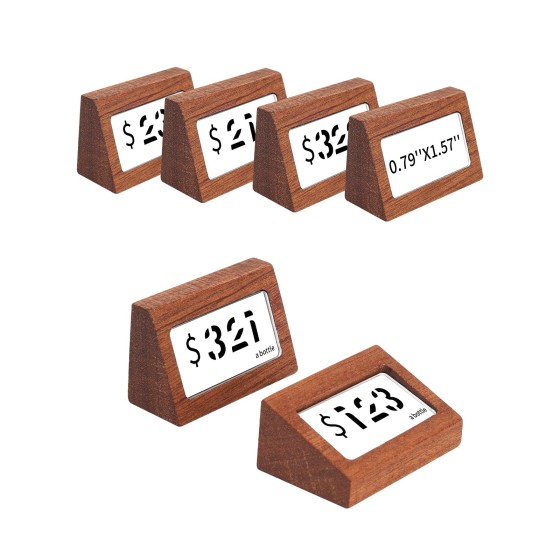 6 Pack Mini Wood Price Tag Label Holder Tabletop Stand or Recline Small Sign Holder for Retail Store Boutique Name Card Restaurant Food Labeling (1.57X0.79 in)