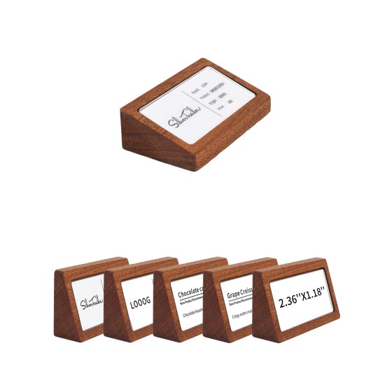 6 Pack Mini Wood Price Tag Label Holder Tabletop Stand or Recline Small Sign Holder for Retail Store Boutique Name Card Restaurant Food Labeling (2.36X1.18 in)