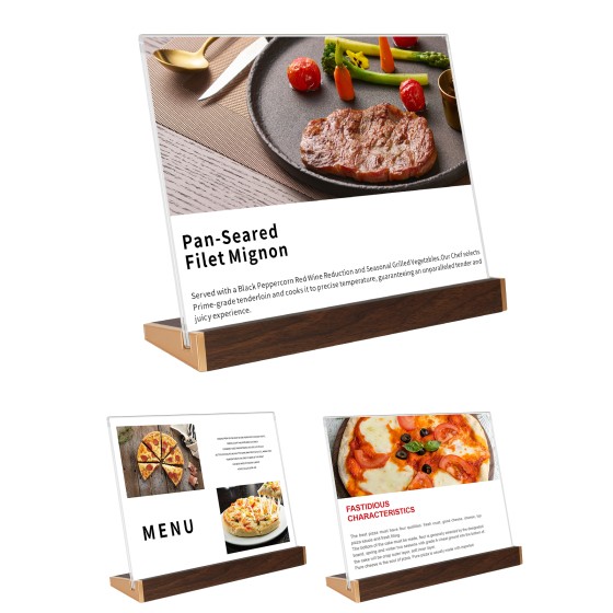 3 Pack Acrylic Sign Holder 8.5 x 11 Horizontal Tabletop Clear Sign Display Frame for Coffee Shop/Restaurant Menu Stall/Exhibitions/Hotel/Office/Counter Noticeboard Display Show Holder