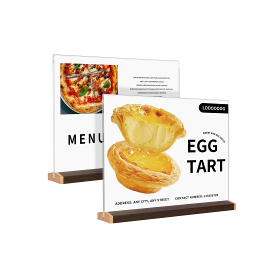 Acrylic Sign Holder 8.5 x 11 2 Pack Horizontal Tabletop Double-side Display Sign for Coffee Shop/Restaurant Menu Display Stall/Exhibitions/Hotel/Office Show Holder