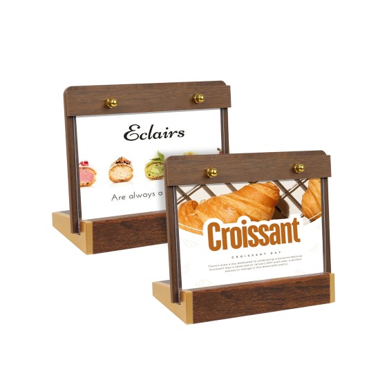 2 Pack Mini Tabletop Sign Holder 4X6 Acrylic Sign Display Horizontal for Stall Store/Hotel/Restaurant Counter Office Event Name/Number Holder