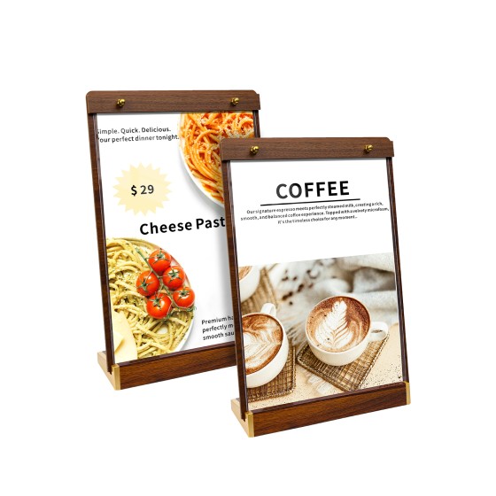 2 Pack Tabletop Acrylic Sign Holder 8.5 x 11 Clear Vertical Sign Display Stand for Stall Store/Hotel/Restaurant Menu Counter Office Event Note Show Holder